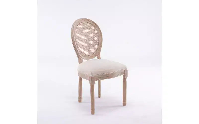Set of 2 Upholstered Dining Chairs, French Style Linen Fabric Seat, Accent Side Chairs for Kitchen Dining Room