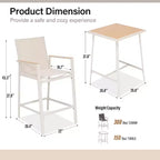 LAUSAINT HOME 3-Piece Patio Bar Set, All Weather Textilene Bar Height Table and Chairs Set with Wood Like-Top Table