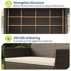 4-Piece Patio Furniture Set with Rattan Sofa, 2 Cushioned Chairs and Coffee Table, Outdoor Conversation Bistro Set for Garden and Backyard