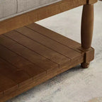GDFStudio Chloe Modern Wooden Square Linen Upholstered Tufted Ottoman with Shelf Storage