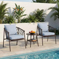 LAUSAINT HOME 3 Pieces Patio Bistro Set, Woven Rope Chairs with Cushions, Outdoor Furniture Set and Side Table