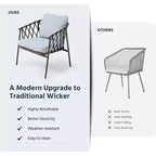 LAUSAINT HOME 3 Pieces Patio Bistro Set, Woven Rope Chairs with Cushions, Outdoor Furniture Set and Side Table