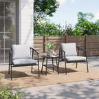 LAUSAINT HOME 3 Pieces Patio Bistro Set, Woven Rope Chairs with Cushions, Outdoor Furniture Set and Side Table