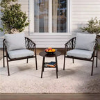 LAUSAINT HOME 3 Pieces Patio Bistro Set, Woven Rope Chairs with Cushions, Outdoor Furniture Set and Side Table