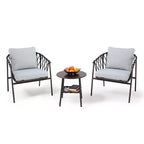 LAUSAINT HOME 3 Pieces Patio Bistro Set, Woven Rope Chairs with Cushions, Outdoor Furniture Set and Side Table