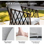 LAUSAINT HOME 3 Pieces Patio Bistro Set, Woven Rope Chairs with Cushions, Outdoor Furniture Set and Side Table