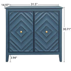 GDFStudio Jean Modern Wooden Geometric Embossed Storage Cabinet with 2 Magnetic Doors