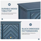 GDFStudio Jean Modern Wooden Geometric Embossed Storage Cabinet with 2 Magnetic Doors