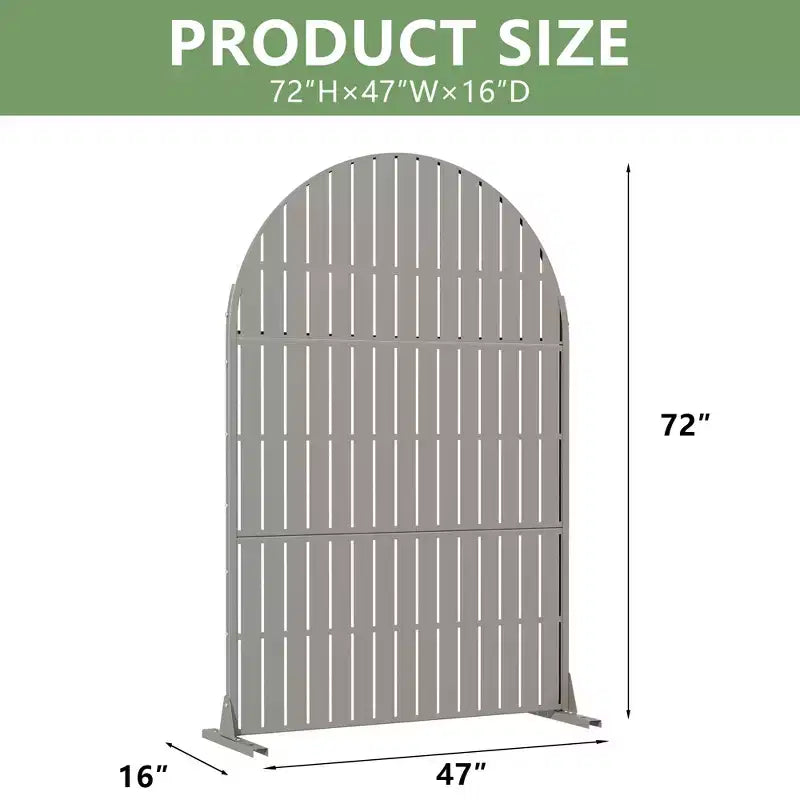 Dovelina 72H x 47W Arched Outdoor Metal Privacy Screen Freestanding Fence Panels in Light Gray/Brown for Garden Patio Deck Yard