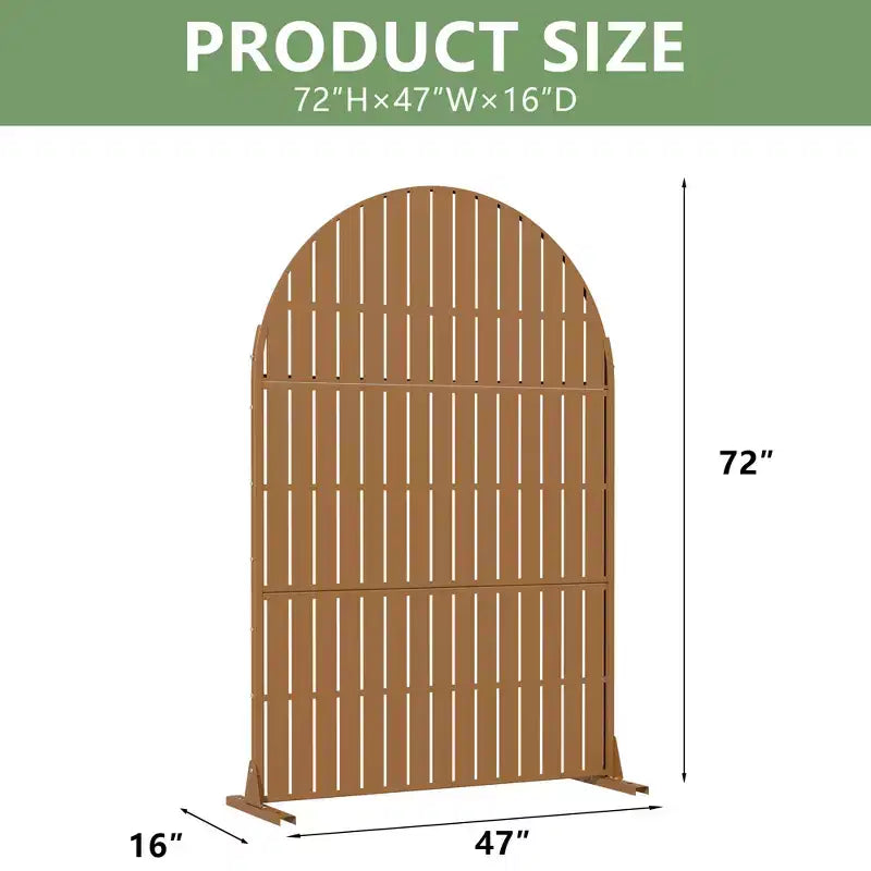 Dovelina 72H x 47W Arched Outdoor Metal Privacy Screen Freestanding Fence Panels in Light Gray/Brown for Garden Patio Deck Yard