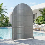 Dovelina 72H x 47W Arched Outdoor Metal Privacy Screen Freestanding Fence Panels in Light Gray/Brown for Garden Patio Deck Yard