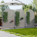Dovelina 72H x 47W Arched Outdoor Metal Privacy Screen Freestanding Fence Panels in Light Gray/Brown for Garden Patio Deck Yard