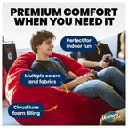 Ultimate Sack 5 Ft Foam Filled Fur Covered Bean Bag Chair with Footstool, Navy