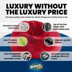 Ultimate Sack 5 Ft Foam Filled Fur Covered Bean Bag Chair with Footstool, Navy