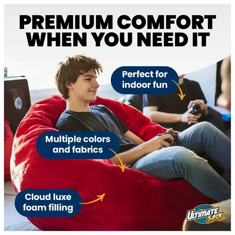 Ultimate Sack Lounger Bean Bag Chair Oversized Indoor Comfy Loveseat, Teal Suede