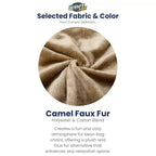 Ultimate Sack 6ft Bean Bag Chair and Footstool, Oversized Lounger, Camel Fur