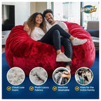 Ultimate Sack 6ft Bean Bag Chair and Footstool, Oversized Lounger, Camel Fur