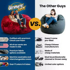Ultimate Sack 6ft Bean Bag Chair and Footstool, Oversized Lounger, Camel Fur