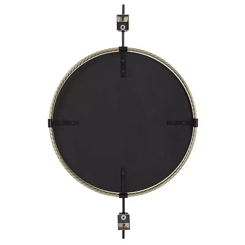 Uttermost Guardrail Antique Brass 31 x 47 3/4 Round Wall Mirror