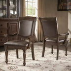 Torrin Brown Faux Leather W/ Arms Dining Chairs (Set of 2) - Cherry - iNSPIREQ
