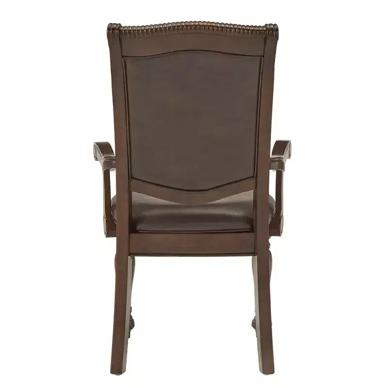 Torrin Brown Faux Leather W/ Arms Dining Chairs (Set of 2) - Cherry - iNSPIREQ