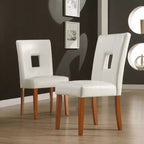 Palma White Faux Leather Keyhole Dining Chairs (Set of 2) - White/Cherry - iNSPIREQ