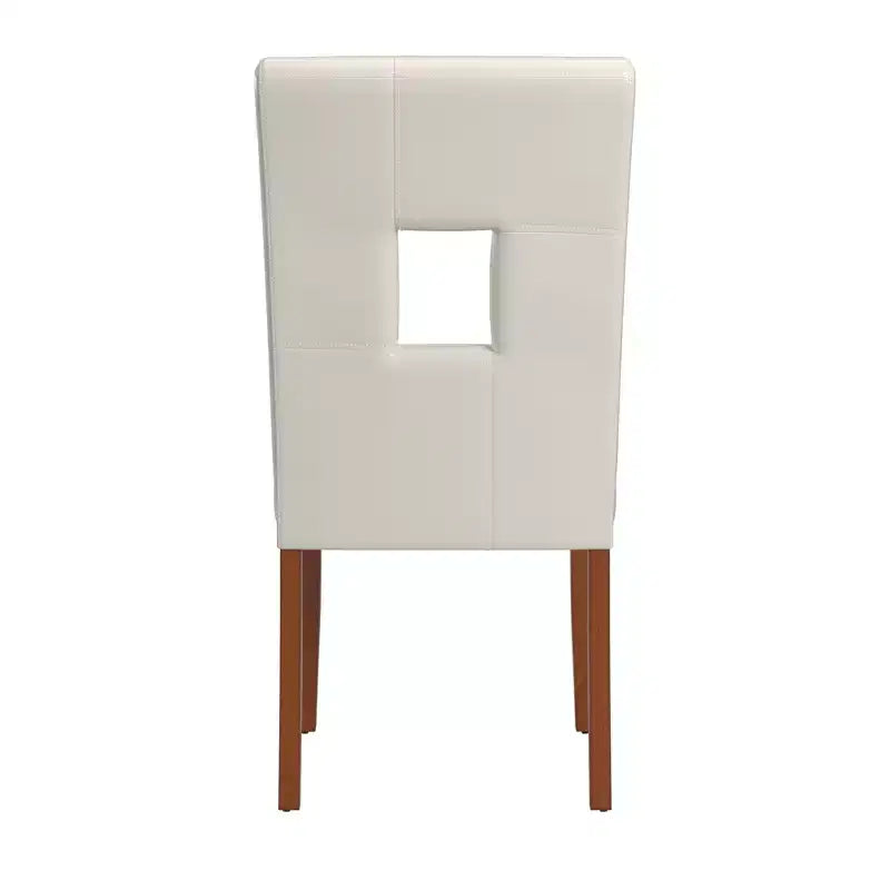 Palma White Faux Leather Keyhole Dining Chairs (Set of 2) - White/Cherry - iNSPIREQ