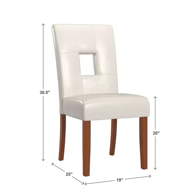 Palma White Faux Leather Keyhole Dining Chairs (Set of 2) - White/Cherry - iNSPIREQ