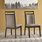 Krista Espresso and Grey Linen Dining Chair (Set of 2) - Brown - iNSPIREQ
