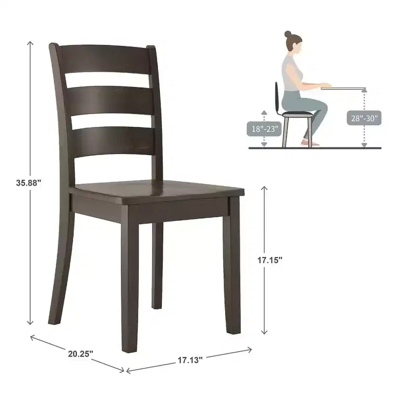 Lexington Ladder Back Wood Dining Chairs (Set of 2) - iNSPIREQ