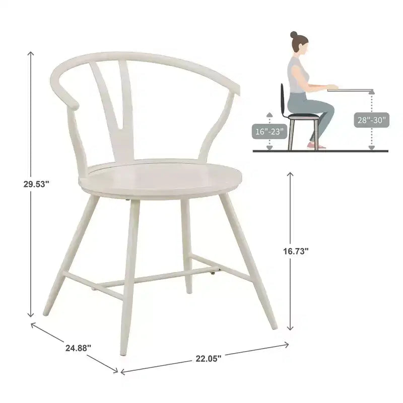 Norfolk Wishbone Back Metal Side Chair with Wood Seat (Set of 2) - iNSPIREQ