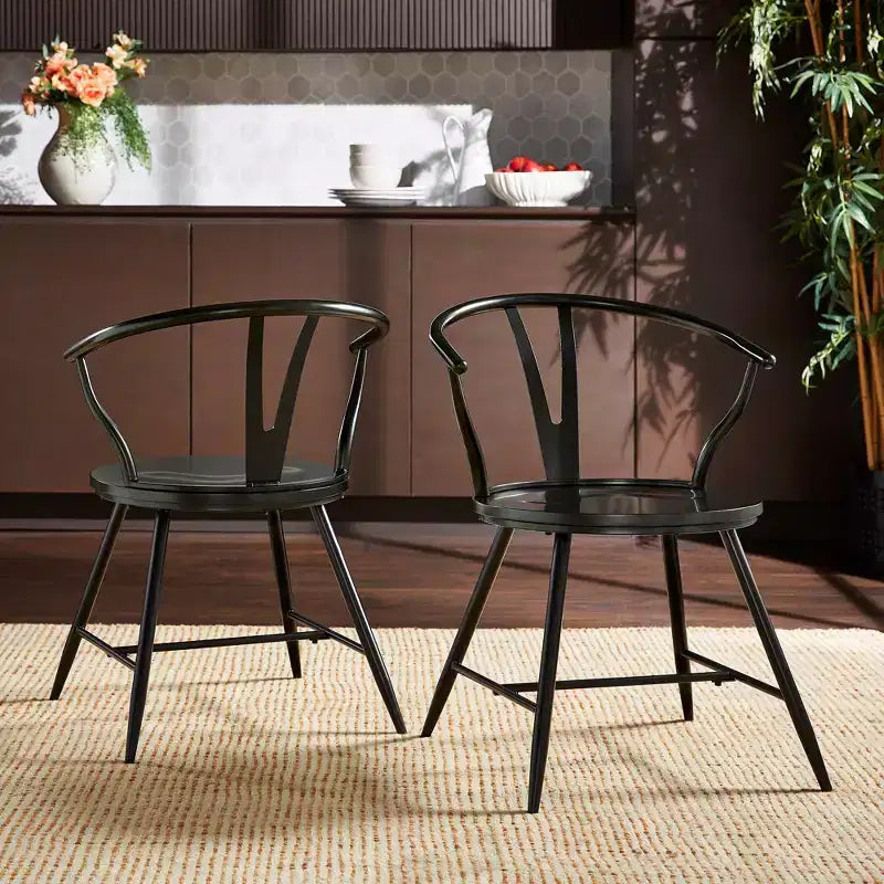 Norfolk Wishbone Back Metal Side Chair with Wood Seat (Set of 2) - iNSPIREQ