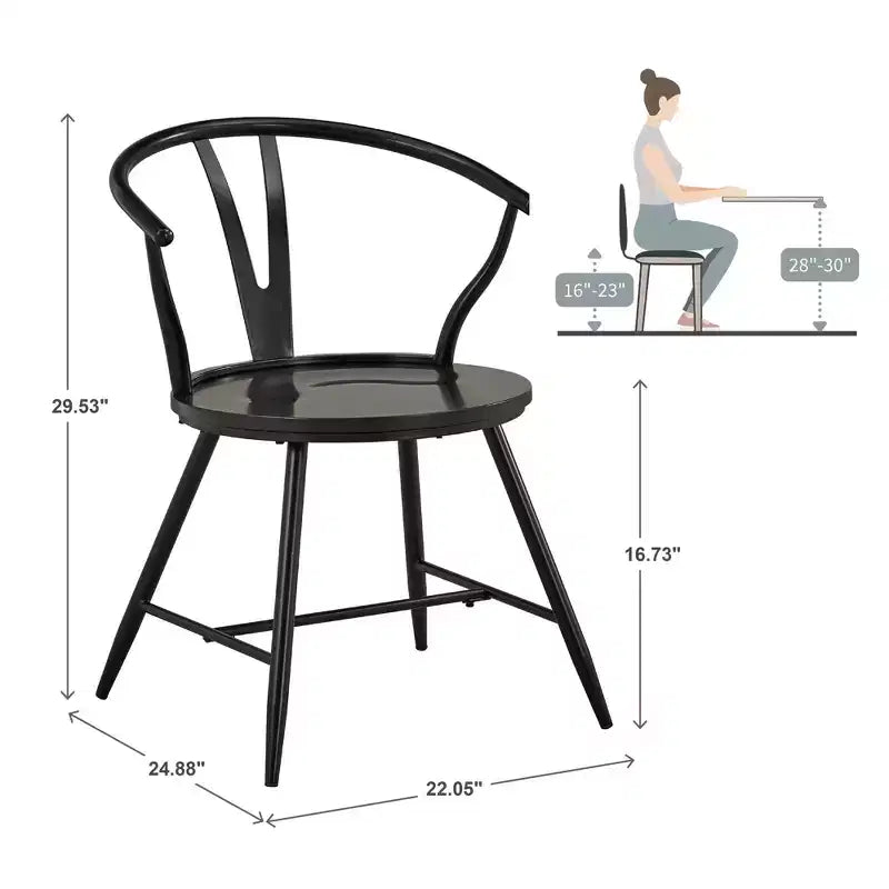 Norfolk Wishbone Back Metal Side Chair with Wood Seat (Set of 2) - iNSPIREQ
