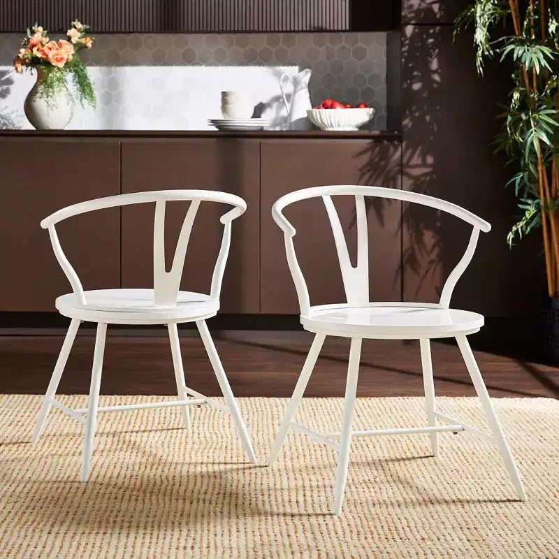 Norfolk Wishbone Back Metal Side Chair with Wood Seat (Set of 2) - iNSPIREQ