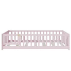 Luxystar Twin Size Floor Bed with Fence and Door for Kids' Room