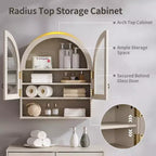 Arched Bathroom Wall Cabinet with Drawer, 28 Modern Medicine Cabinet with Adjustable Shelves, Over-Toilet Storage
