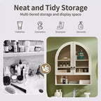 Arched Bathroom Wall Cabinet with Drawer, 28 Modern Medicine Cabinet with Adjustable Shelves, Over-Toilet Storage