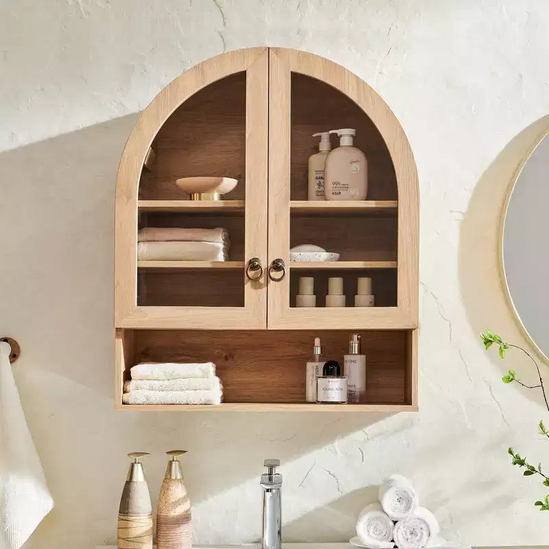 Arched Bathroom Wall Cabinet with Drawer, 28 Modern Medicine Cabinet with Adjustable Shelves, Over-Toilet Storage