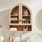 Arched Bathroom Wall Cabinet with Drawer, 28 Modern Medicine Cabinet with Adjustable Shelves, Over-Toilet Storage