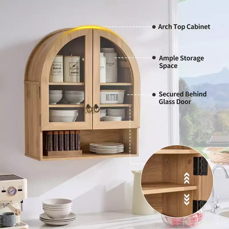 Arched Bathroom Wall Cabinet with Drawer, 28 Modern Medicine Cabinet with Adjustable Shelves, Over-Toilet Storage