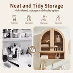 Arched Bathroom Wall Cabinet with Drawer, 28 Modern Medicine Cabinet with Adjustable Shelves, Over-Toilet Storage
