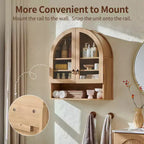 Arched Bathroom Wall Cabinet with Drawer, 28 Modern Medicine Cabinet with Adjustable Shelves, Over-Toilet Storage