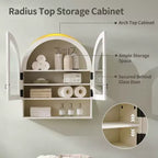 Arched Bathroom Wall Cabinet with Drawer, 28 Modern Medicine Cabinet with Adjustable Shelves, Over-Toilet Storage