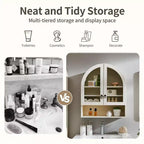 Arched Bathroom Wall Cabinet with Drawer, 28 Modern Medicine Cabinet with Adjustable Shelves, Over-Toilet Storage
