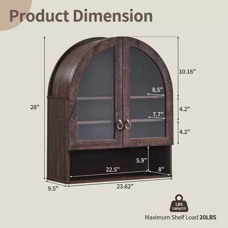 Arched Bathroom Wall Cabinet with Drawer, 28 Modern Medicine Cabinet with Adjustable Shelves, Over-Toilet Storage