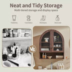 Arched Bathroom Wall Cabinet with Drawer, 28 Modern Medicine Cabinet with Adjustable Shelves, Over-Toilet Storage