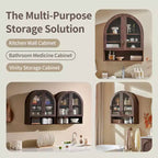 Arched Bathroom Wall Cabinet with Drawer, 28 Modern Medicine Cabinet with Adjustable Shelves, Over-Toilet Storage
