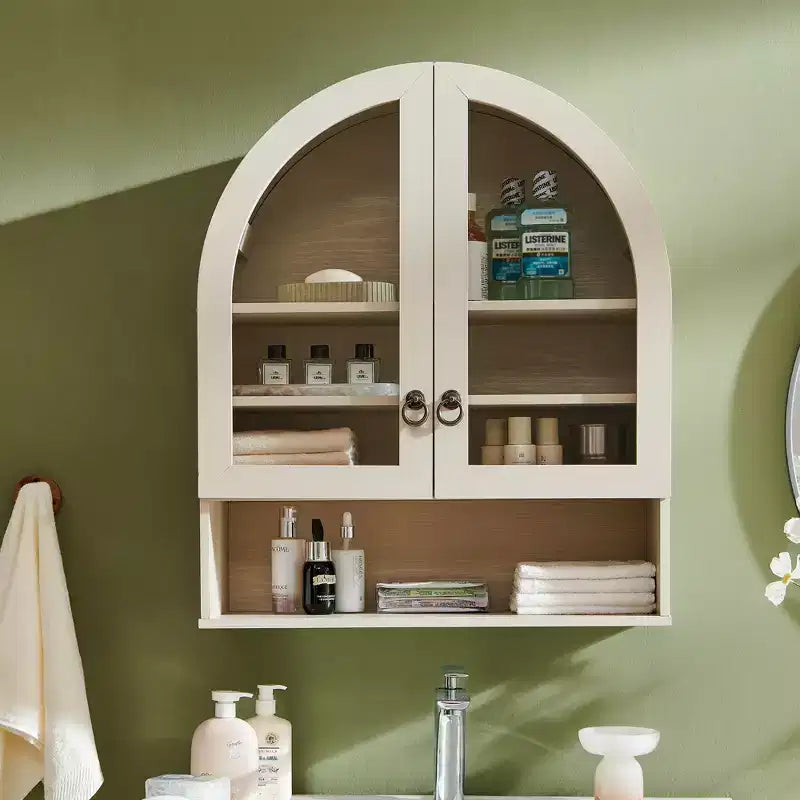 Arched Bathroom Wall Cabinet with Drawer, 28 Modern Medicine Cabinet with Adjustable Shelves, Over-Toilet Storage