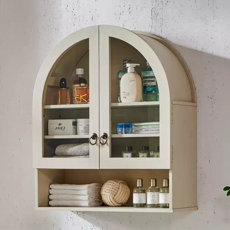 Arched Bathroom Wall Cabinet with Drawer, 28 Modern Medicine Cabinet with Adjustable Shelves, Over-Toilet Storage