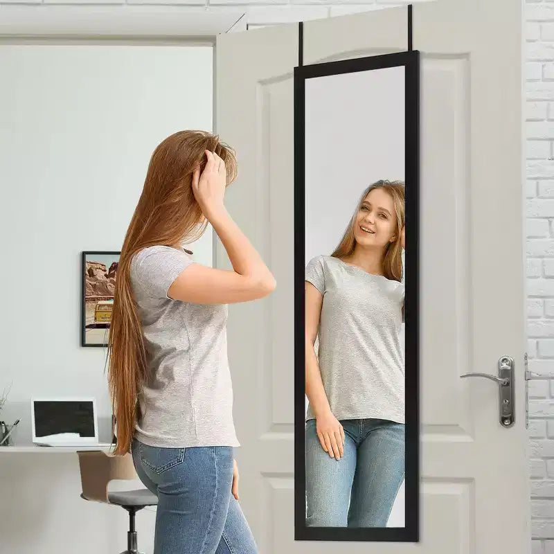 Americanflat 15x51 Over The Door Mirror - Hanging Full Length Mirrors with Engineered Wood - Modern Mirror for Living Room - Mirrors for Wall Display